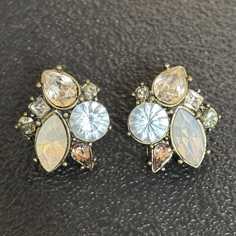 NEW Baublebar Bloomingdales Statement Style Gunmetal Crystal Pierced Earrings